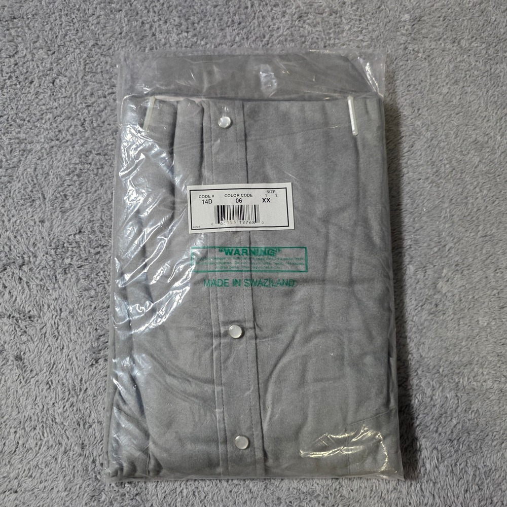 Haband Mens XX Button Up Shirt Grey Solid Classic Cotton Blend 14D NIP - Picture 3 of 5